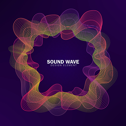Vector 3d echo audio circular waveform spectrum. Abstract music waves oscillation graph. Futuristic sound wave visualization