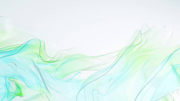 soft and transparent background, light blue and green light impression on white background, abstract drape 3d render
