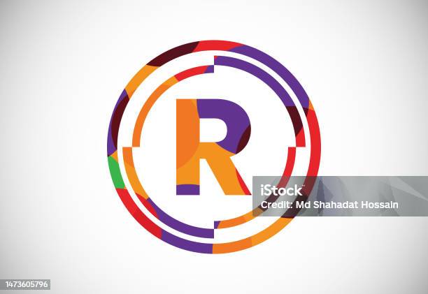 Fancy Circlular R Letters R With Circle Frames Low Poly Art Style English Alphabet Vector ...