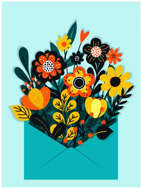 Vector illustration of Flower envelope