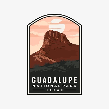Guadalupe national park vector template. Texas landmark illustration in patch emblem style.