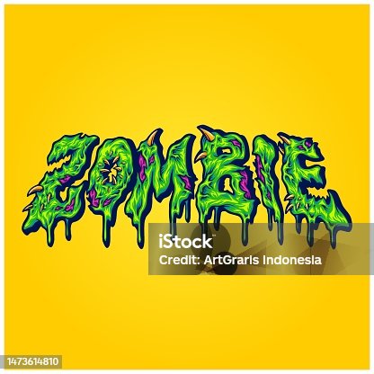 istock Spooky word zombie melted hand lettering text illustrations 1473614810