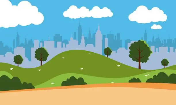 Vector illustration of Park in City View Background