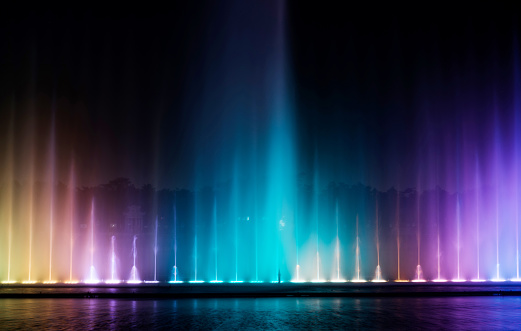 Beautiful lights of the music fountain.