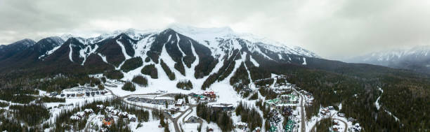 Panoramic View of Fernie Alpine Resort Winter Ski Slopes BC Canada Canadian Rockies Panoramic View of Fernie Alpine Resort Winter Ski Slopes BC Canada Canadian Rockies lethbridge alberta stock pictures, royalty-free photos & images
