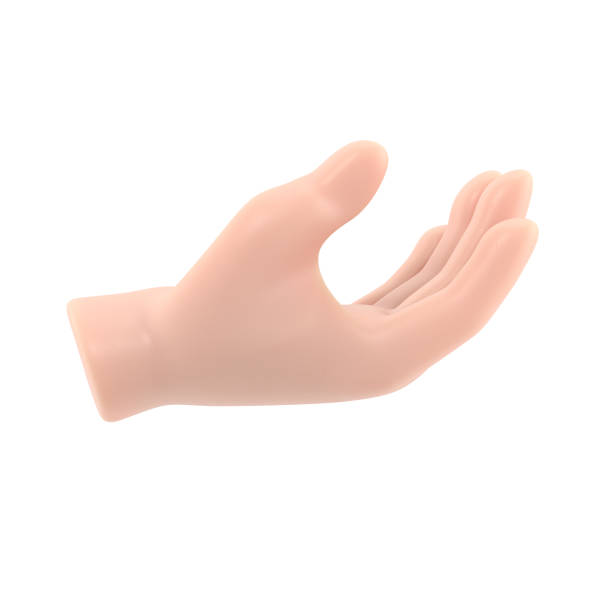 istock Cartoon Gesture Icon Mockup.Hand open and ready to help or receive.  Helping hand outstretched for salvation, 3D rendering on white background. 1473624679