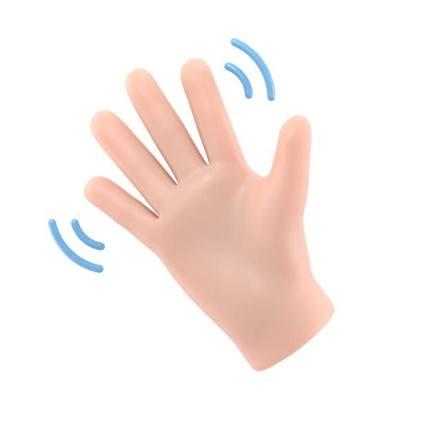 istock Cartoon Gesture Icon Mockup.Open outstretched showing five fingers, extended in greeting. 3D rendering on white background. 1473624809