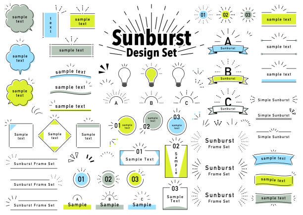 illustrations, cliparts, dessins animés et icônes de ensemble de conception sunburst - titre de journal