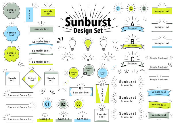 サンバーストデザインセット - newspaper headline点のイラスト素材／クリップアート素材／マンガ素材／アイコン素材