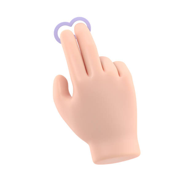 istock Cartoon Gesture Icon Mockup.Touchscreen gesture line icons.3D illustration two hands Touch Button Cartoon character hand.3D rendering on white background. 1473625466