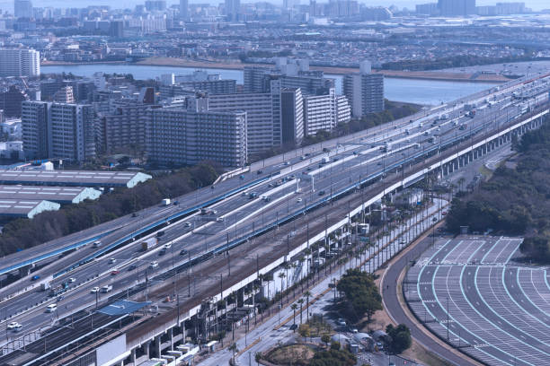 High angle view of Metropolitan Expressway in early morning.
