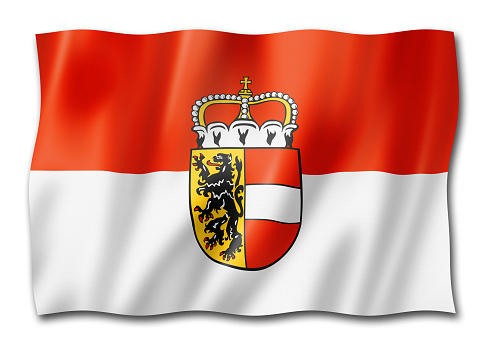 Salzburg Land flag, Austria waving banner collection. 3D illustration