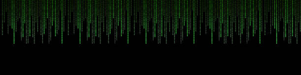 istock Horizontal background with matrix binary digital digits of different lengths to overlay on your photos, texture. 1473634520