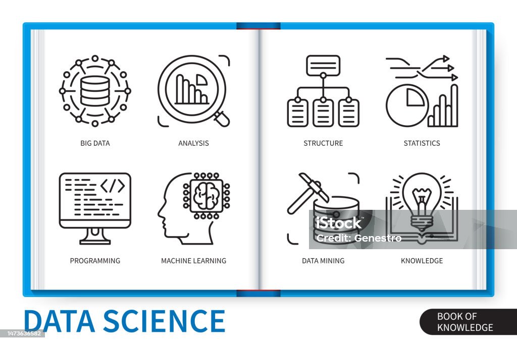 Data Science Inforgraphics Data Science Infographics Linear Elements Set Stock Illustration ...