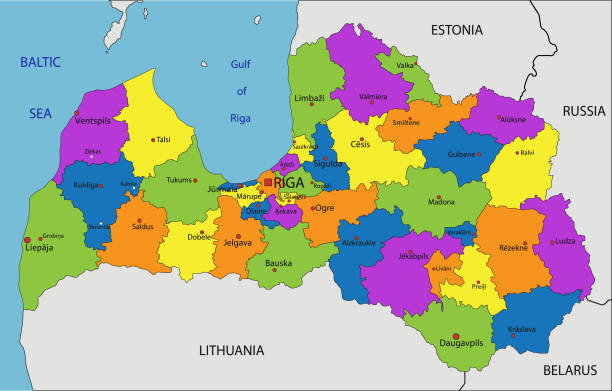 Colorful Latvia Political Map With Clearly Labeled Separated Layers Colorful Latvia Political Map With Clearly Labeled Separated Layers Vector 