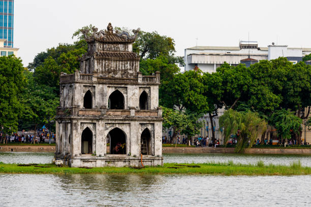 Temple of Lake Hoan Kiem in Hanoi in Vietnam stock photo