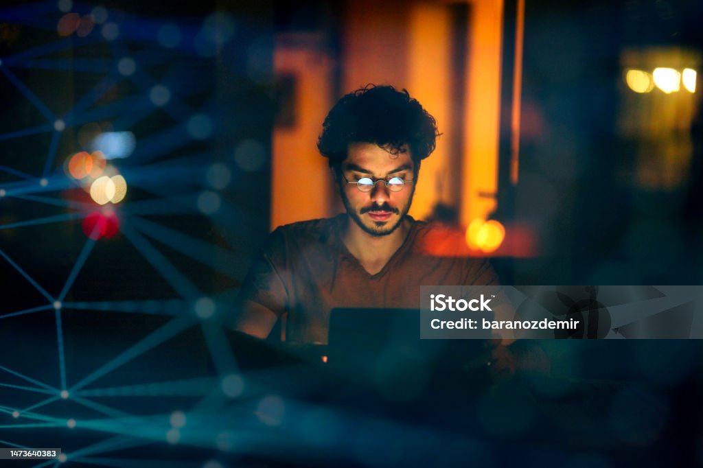 Hiso Computer Young Computer Programmer Working On His Computer At Night With ...