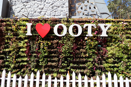 A beautiful art sign board written I Love OOTY , at the entrance of Rose garden