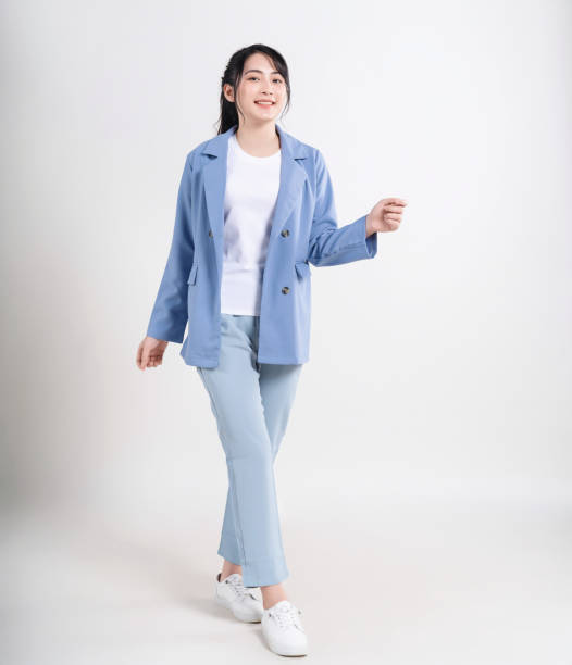 Young Asian woman on white background