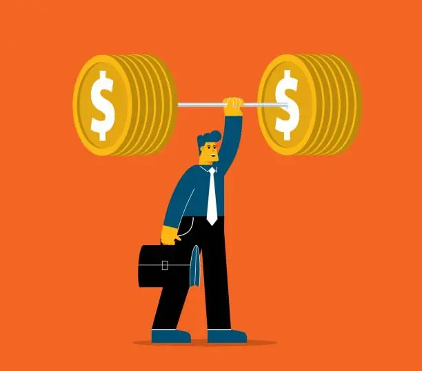 Vector illustration of Businessman weightlifting