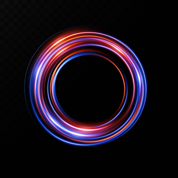 istock Portal and frame, abstract light lines of movement and speed. Red-blue color, light ellipse. Bright galaxy. Glowing podium. Space tunnel. Light everyday glowing effect. semicircular wave, light whirlw 1473654034