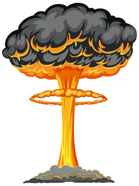 Vector illustration of Atomic bomb mushroom cloud