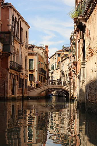 The streets of Venice reflected beautifully in the canal