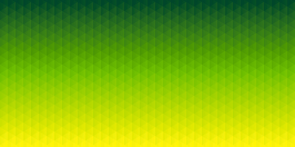 Modern and trendy abstract geometric background. Beautiful mosaic with triangular patterns and a color gradient. This illustration can be used for your design, with space for your text (colors used: Orange, Yellow, Green). Vector Illustration (EPS10, well layered and grouped), wide format (2:1). Easy to edit, manipulate, resize or colorize.