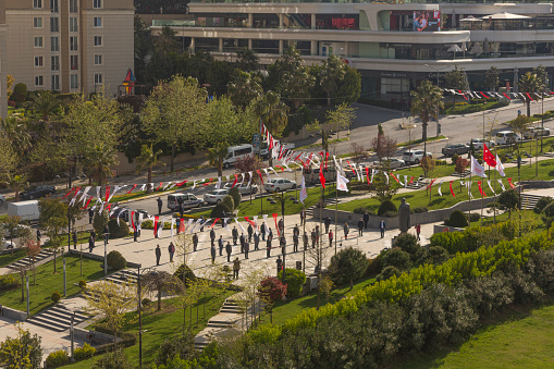 Independence day celebration at public park during covid lockdown at atasehir istanbul turkey