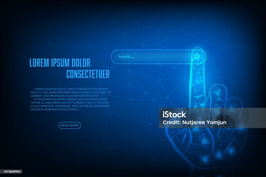 Click Hand Technology Vector Pointing Wireframe Hand Click Search Concept Technology Abstract ...