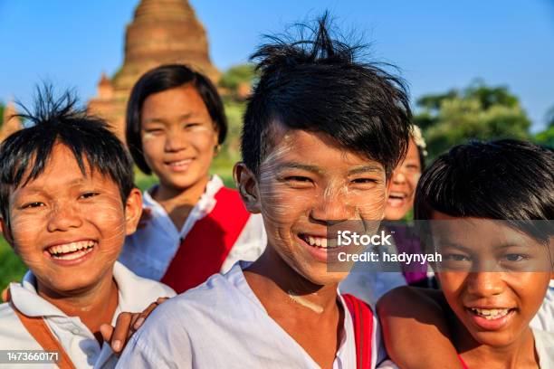 Young Burmese School Children In Bagan Myanmar Stock Photo - Download Image Now - Agricultural Field, Ancient, Asia