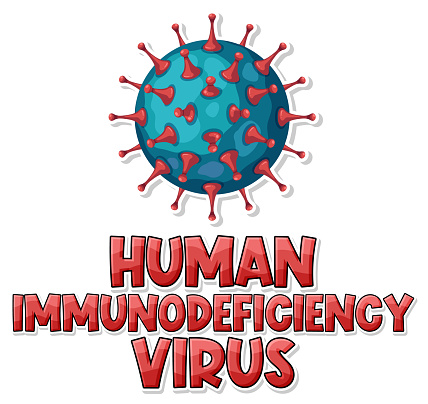 Human immunodeficiency virus (HIV) on white background illustration