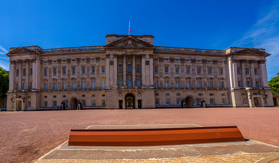 London, UK - July 17, 2017: The facade of Buckingham Palace