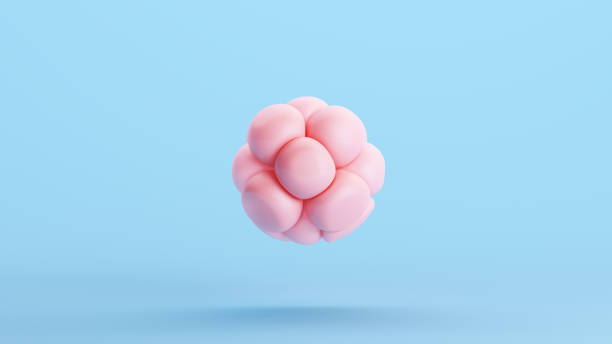 Pink Organic Abstract Shape Alien Spheres Geometry Gen Z Kitsch Blue Background