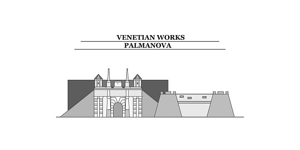 Italy, Palmanova city isolated skyline vector illustration, travel landmark