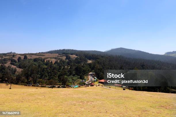 Beautiful Scenic View Of Pagalkod Mund Ooty Tamil Nadu Landscape During Springtime Under Clear Sky Stock Photo - Download Image Now
