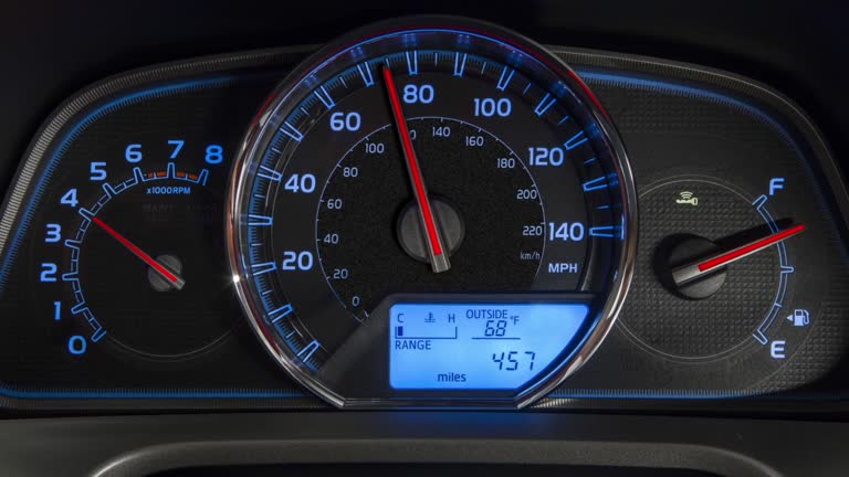 Car acceleration dashboard in a 3D animation