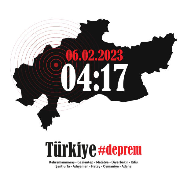 earthquake february 6, 2023 in turkey. a tragedy in black and red. vector graphics. - turkey earthquake 幅插畫檔、美工圖案、卡通及圖標