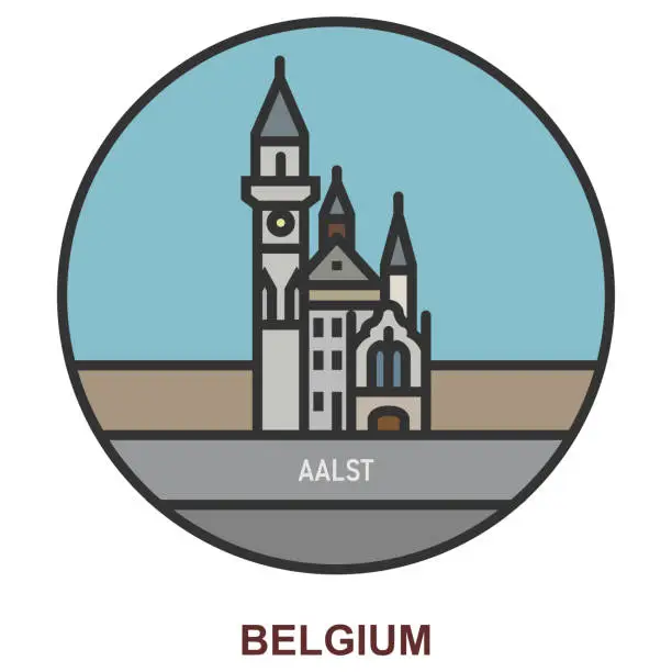 Vector illustration of Aalst. Cities and towns in Belgium