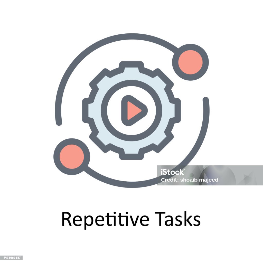 Repetitive Tasks Vector Fill Outline Icons Simple Stock Illustration Repetitive Tasks Vector Fill Outline Icons Simple Stock Illustration