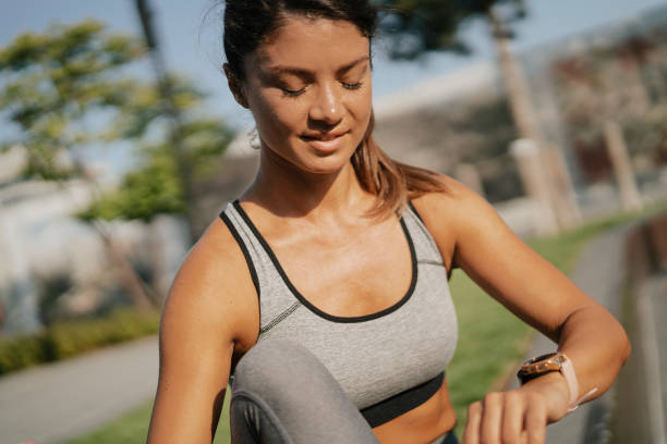 istock Happy girl resting after training. 1473669730