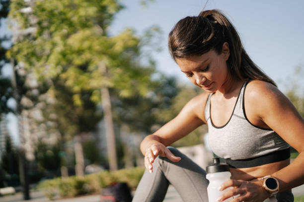 istock Happy girl resting after training. 1473669753