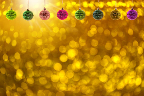 Defocused Christmas Background with Decorations and Christmas Lights