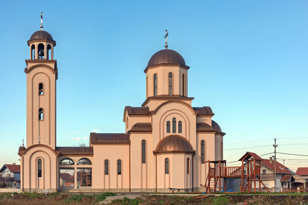 Free picture: White church bell tower of a Serbian Orthodox monastery ...
