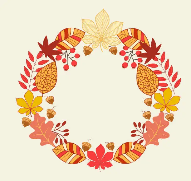 Vector illustration of Leaf garland .