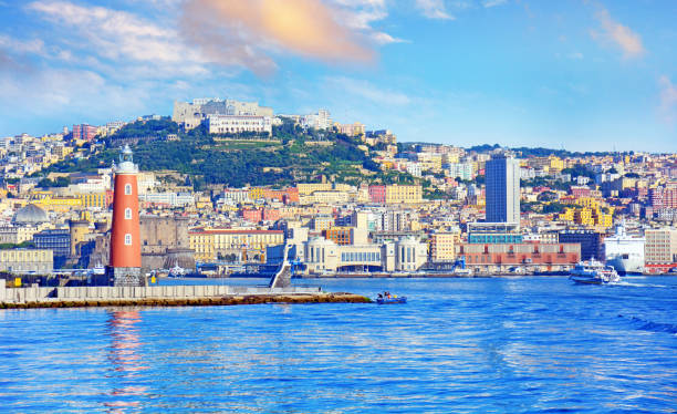 Molo San Vincenzo lighthouse in Port of Naples (Porto di Napoli), Italy