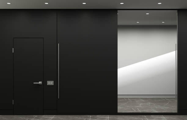 istock Modern dark wardrobe and minimalist doors furniture 1473677719