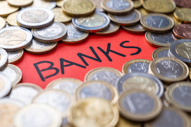 istock Word Bank, with coins around it. 1473681426