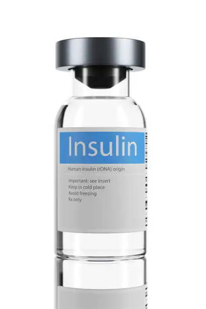 Bottle of insulin isolated on white background. 3d render.