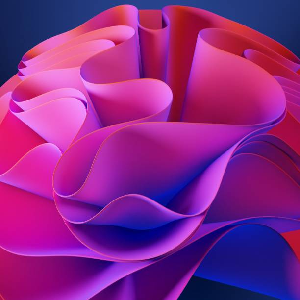 istock Abstract patriotic colors 3D render with red and blue gradient colors. Dynamic motion fabric layers futuristic background. 1473687009